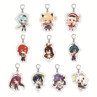 China Gift Fashion Anime Genshin Impact Zhongli Diluc Venti Paimon Key Chain Base Holders Acrylic Keychain Gift For Fans for sale