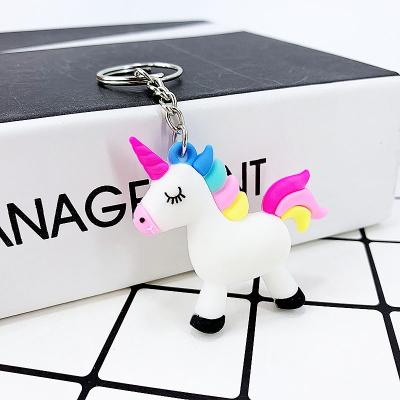 China Hot Cute Alloy Key Ring Holder Unicorn Keychain Multi Colors Horse Gift Silicone Key Chain For Women Girls Best Gift for sale