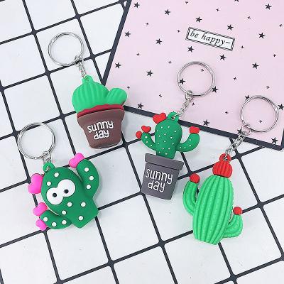 China Wholesale New PVC simulation gift personality cactus men's and women's couples key chain bag pendant pendant creative soft key chain ring for sale