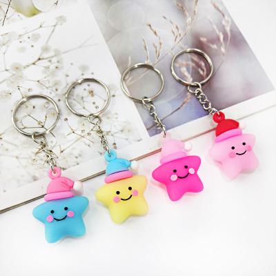 China Women Tiny Matt Color Stars Key Chain Cute Gift Girls Heart Key Chain On Bag Car Trinket Jewelry Party Female Wedding Gifts for sale