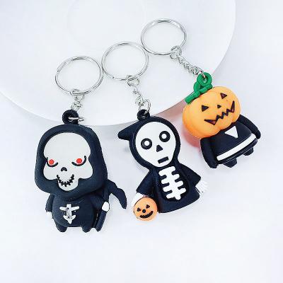 China Gift Keychains for Women Men Car Bag Key Ring Fashion Resin Pumpkin Halloween Gift Ghost Reaper for sale