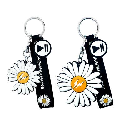 China Gift Flower Key Chain For Women Silicone Trinket Charms Key Ring Car Bag Pendant Daisy Key Chain Jewelry Gift S186 Girl Bags for sale