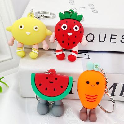 China Gift Fruit Key Chain 3D Strawberry Lemon Avocado Strawberry Carrot Soft Key Chain Bag Coin Purse PVC Toy Pendant for sale