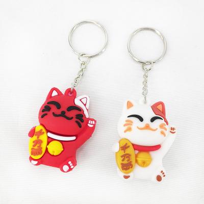 China New Cartoon Lucky Cat Keychain Women Cat Car Key Ring Charm Bag Pendant Key Gift Chain Accessories for sale