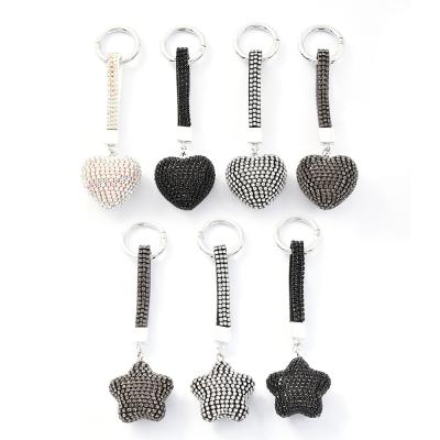 China Wholesale Price Crystal Key Chain Key Ring Metal Holder Promotion Gift Heart Key Chain Tassel Charm Leather Bag Auto Pendant Gift for sale