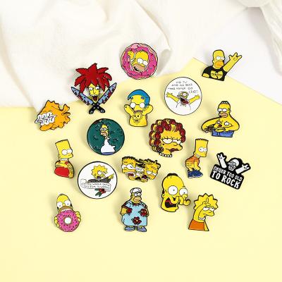 China Funny Festival Animation Simpson Brooch Bag Shirt Pins Badges Alloy Enamel Brooches For Women Mens Badge Pins Brooches Jewelry Accessories for sale