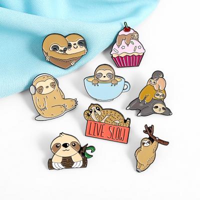 China Brooches Funny Cute Nickname Badges Series Festival Sloth Denim Snap Lapel Pins Gifts For Kids Fans Friends Jewelry Wholesale for sale