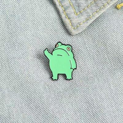 China Fashion Creative Animal Modeling Jewelry Pin Lapel Badges Brooch Funny Festival Cartoon Green Frog Pop Lapel for sale