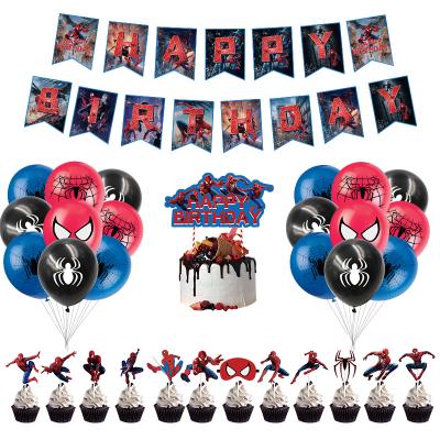 China Festival Decoration Superhero Theme Birthday Party Supplies Banner Latex Balloons Harden Topper Spider Cool Birthday Party Set For Boys Party Decor for sale