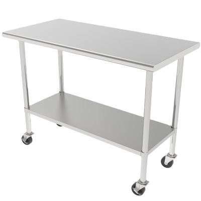 China Factory Direct Supply Adjustable Cheap Price(Other) Wheel Stainless Steel Work Table With Upshelf for sale