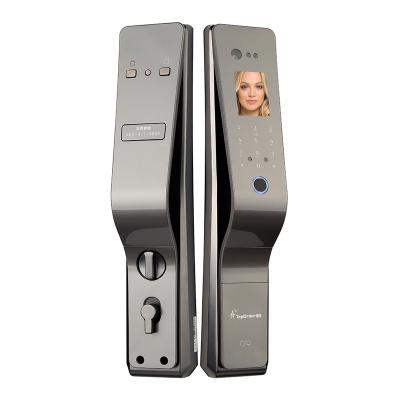 China Apartment Fingerprint Biometric Password Smart Door Lock with Camera for sale