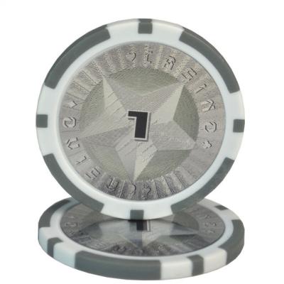 China ABS 200pcs Vegas Silver Hottamp 100000 Poker Chip 100000 Gaming Chips Kids Personalized Box With Ceramic Wheels Holder 1000 Poker Chip for sale