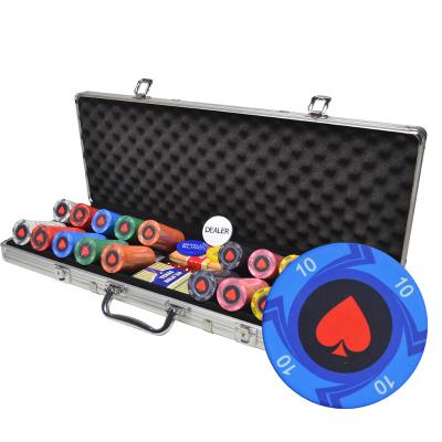 China Hot Sale Set 500 Chips Custom Texas Poker Ceramic Factory Poker Chips Set EPT High Quality Chips Poker Set for sale