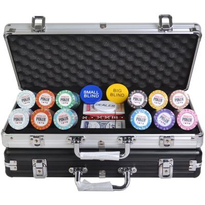 China Clay High Quality Poker Chips set Professionalpoker casino set 300 Chips Luxury Poker Chip Set with case for sale