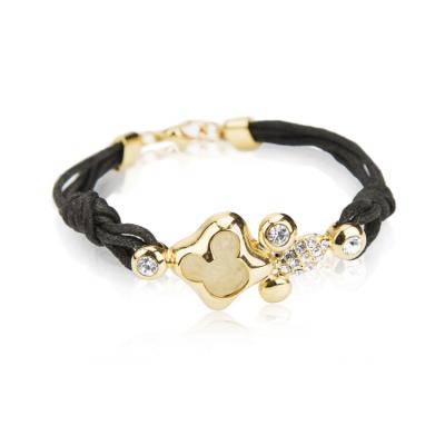 China 2020 FASHIONABLE Charare Silver 18k Gold Mickey Mouse Steeling Leather Bracelet for sale