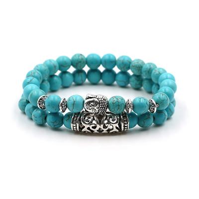 China FASHIONABLE Custom Natural Stone Energy Buddha String Hand Suit Tiger Eye Buddha Beads Volcanic Stone Bracelet for sale