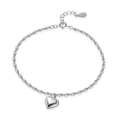 China Fashion s925 sterling silver bean and rice bean bracelet female olive heart silver chain bracelet for sale