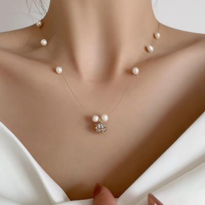 China New Trendy Design Women's Ball Necklace Woman Design Trendy New Fashion Pearl Fish Subsisting Freshwater Line Accessories for sale