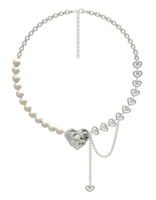 China FASHIONABLE Customized Love Cream Women's Mosaic Pearl Design Niche Necklace for sale