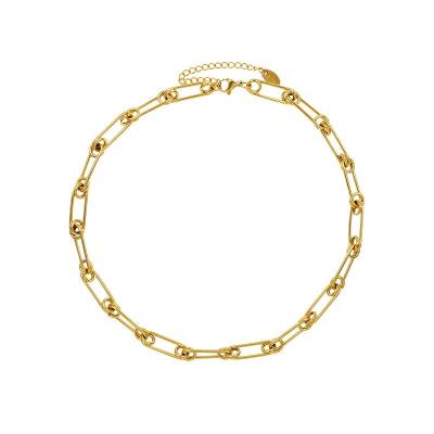 China FASHIONABLE French Neck Chain Pin Clip Style 18K Gold Titanium Steel Bangle Earring Jewelry Set for sale