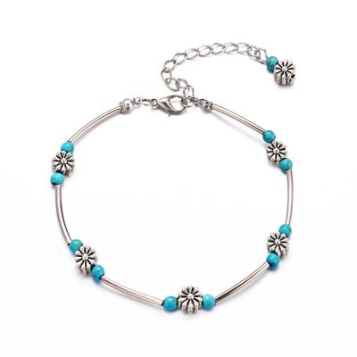 China 2020 Summer Charare Alloy Beads Vintage Silver Plated Bohemian Anklet for sale