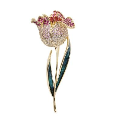 China Korea Classic Tulip Brooch High-Grade Fashion Single Pearl Rose Brooch for sale