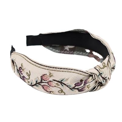 China Ethnic Fashion Embroider Flower Knot Headbands Hair Web Accessories for sale