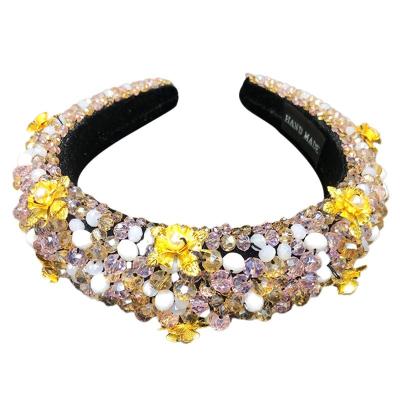 China Fashion Luxury New Flower Headband Women Crystal Beaded Hair Accessories for sale