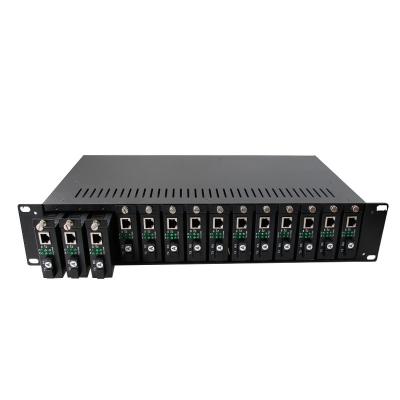 China Centralized Power Supply and Power Management Media Converter Rack 2U 19inch 14 Slots Rack Frames for Fiber Optic Media Converter for sale