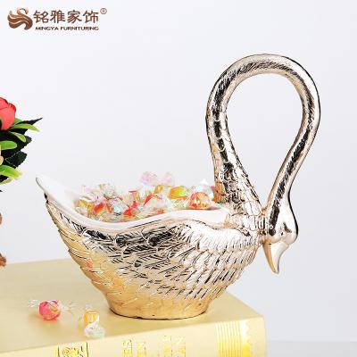 China Material China Resin Swan Shape Candy Bowl Shape Dry Fruit Tray For Gift for sale