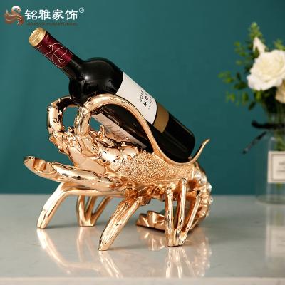 China China Home Decor Lobster Wine Bottle Holder Resin Luxury Vivid Animal Sculpture for sale