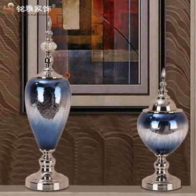 China Gorgeous Gradient Color Gold To Blue Glass Vase Home Decor Glass Vase Europe China Designs Glass Craft For Sale for sale