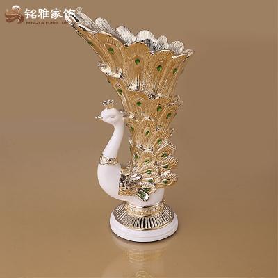 China China Resin Wedding Centerpieces Peacock Flower Vases Decoration Polyresin Peacock Flower Vase Large for sale