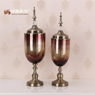 China European Environmental Wedding Centerpieces Table Desk Hotel Decoration Home Vase Glass Metal Flower Vase Set On Sale for sale