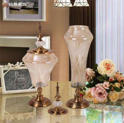 China For Room Decor European Home Craft Plating Glass Flower Jardiniere Antique Flower Vase etc. hotel /rest room /living room /dining room for sale