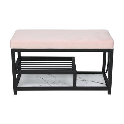 China Customization Sitting Metal Shoe Storage Bench With Cushion New for sale