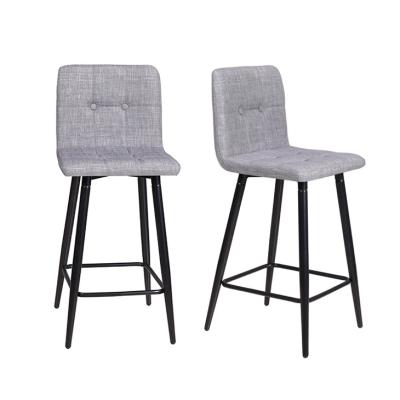 China Modern Gray Fabric Bar Stools With Black Powder Coated Legs for sale