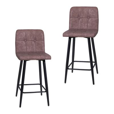 China Modern Brown Leather Counter Bar Stools With Black Metal Legs for sale