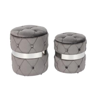 China Modern Custom Universal Storage Stool Set Round Velvet for sale