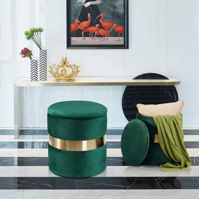 China New Design Furniture Modern Velvet Stool Low Tufted Velvet Storage Stool for sale