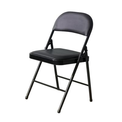 China Cheap Foldable Metal Frame Vinyl Folding Chairs Cover Faux Leather Gray for sale