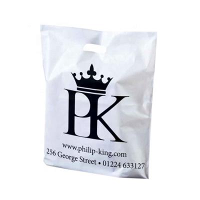 China Custom Eco-Friendly Heavy Duty Logo Printing White Plastic Retail Shopping Bag for sale