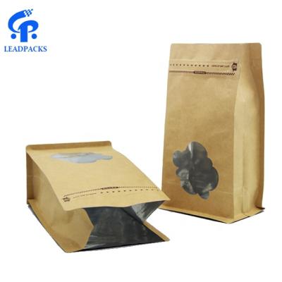 China Custom Logo Recyclable Stand Up Food Printing Kraft Paper Bag With Window for sale