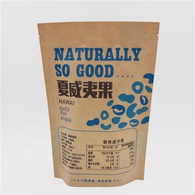 China Recyclable Brown Kraft Paper Logo Printed Moisture Proofs Nuts Packaging Holder Ziplock Pouch With Window for sale