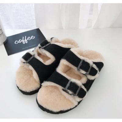 China New Style Trend Fashion Sheepskin Slippers Indoor Home Non-Slip Couples Casual Slippers for sale