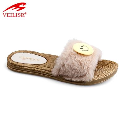 China Fashion\New Style Ladies Comfortable\Durable PVC Slide Sandals With Fur Women Indoor Slippers for sale