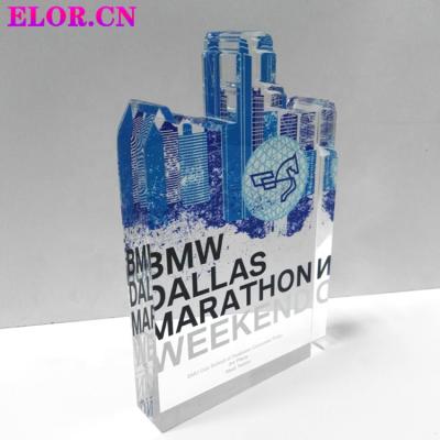 China Health Care Institutes Specially Train Acrylic Trophy Awards Colorful Marathon Trophy UV Printing Beautiful Customization By Your Design for sale