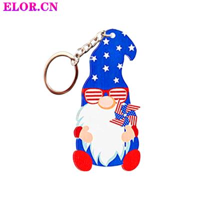 China Hot Selling Promotion Free Sample Mall Promotions And Gift Custom Faceless Dwarf Doll Souvenirs Independence Day Acrylic Key Chain for sale