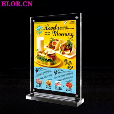 China Highly Transparent Customized Strong Magnetism A4 Acrylic Table Card A5 Name Card A6 Menu Card Display T Shaped Card for sale