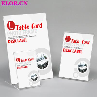 China Minimalist Customized Highly Transparent L Shaped Vertical Or Horizontal One Piece Acrylic Table Card Price Card Used In Restaurant for sale